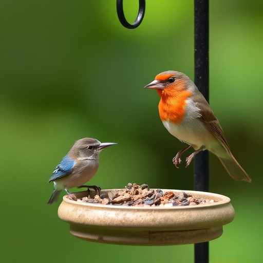 Outdoor feeder surrounded by wire barrier
