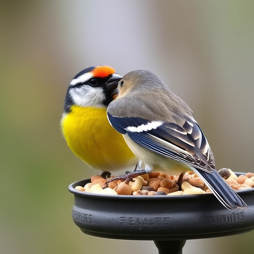 Overflow-free bird feeder with seed mix