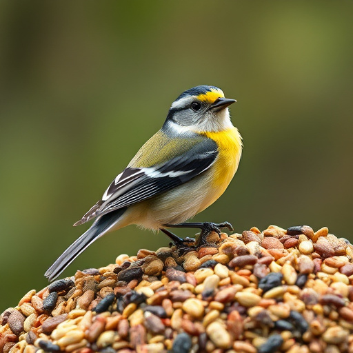 Overflow-free bird feeder with seed mix