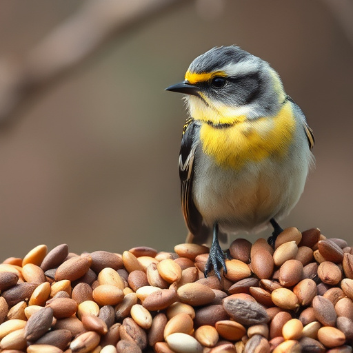 Peanuts for birds in mesh feeder