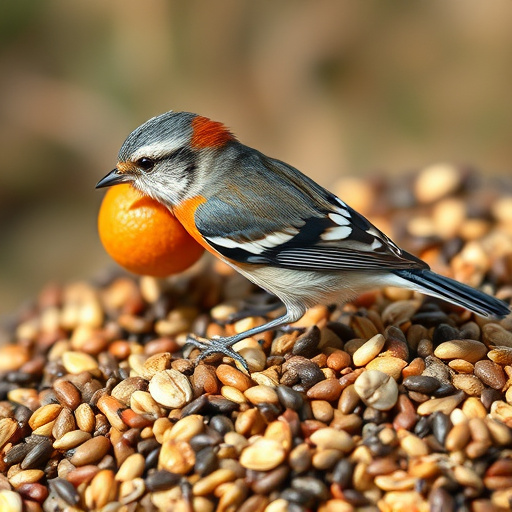 Peanuts for birds in mesh feeder
