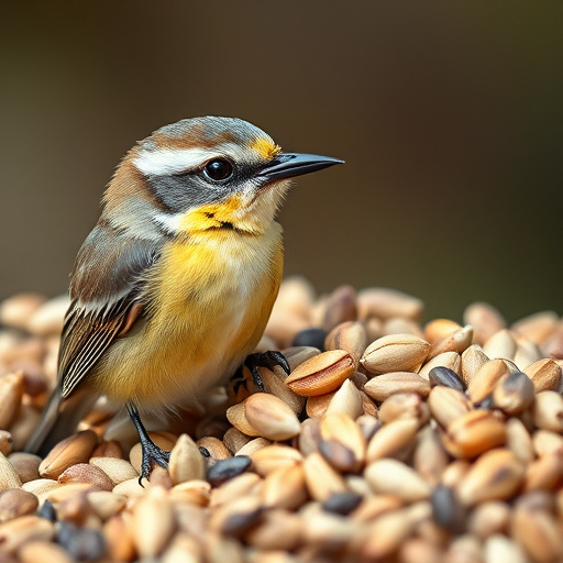 Peanuts for birds in mesh feeder