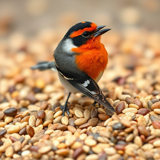 Peanuts offered in mesh bird feeder