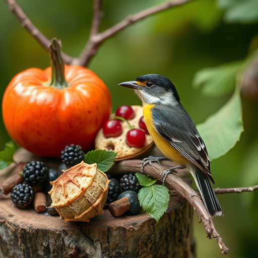Peanuts offered in mesh bird feeder