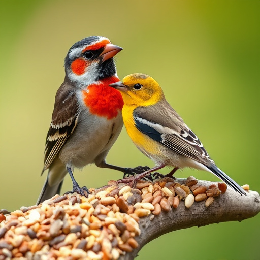 Peanuts offered in mesh bird feeder