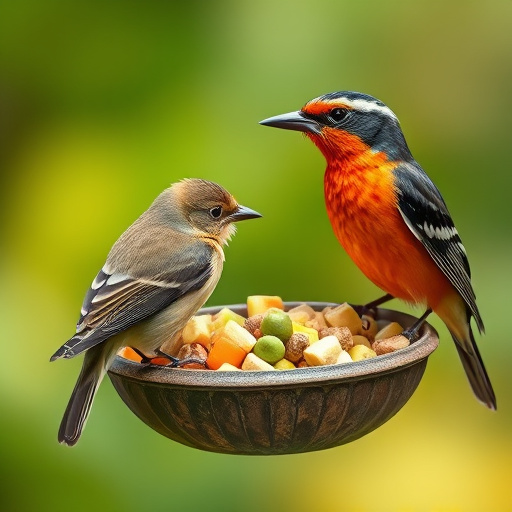 Peanuts offered in mesh bird feeder
