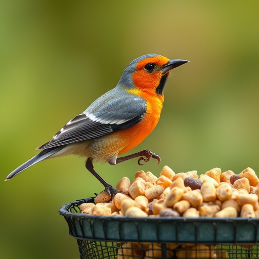 Peanuts scattered for visiting birds