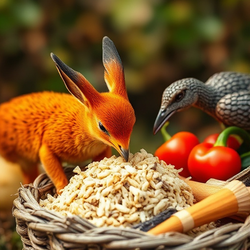 Peanuts scattered for visiting birds