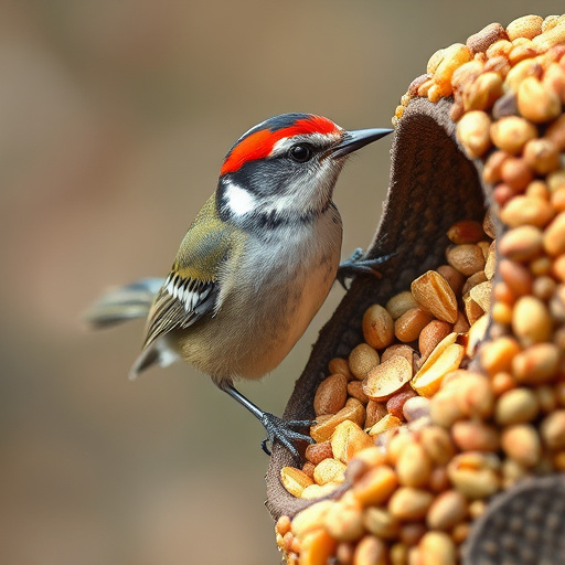 Peanuts scattered for visiting birds