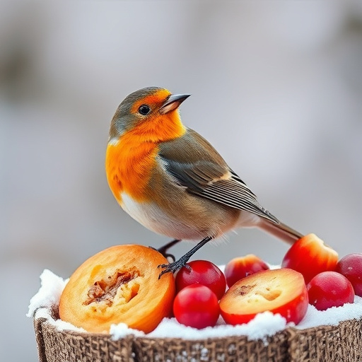 Peanuts scattered for visiting birds
