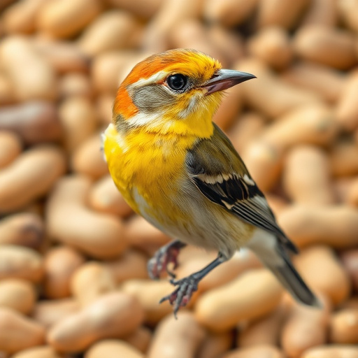 Peanuts scattered on garden feeding tray