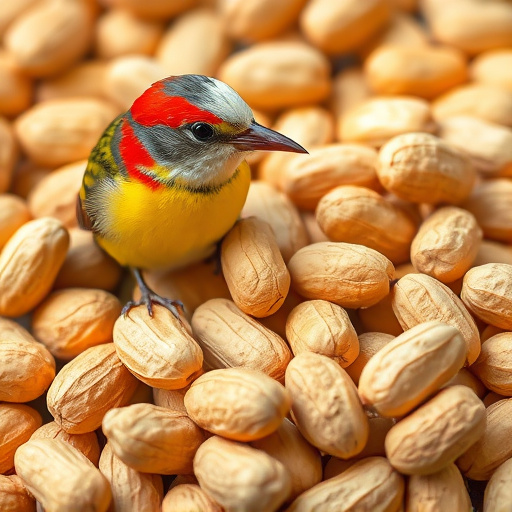 Peanuts scattered on garden feeding tray