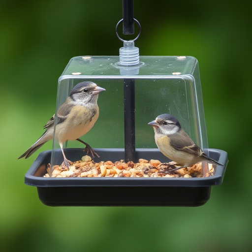 Perching finches enjoying dried mealworms