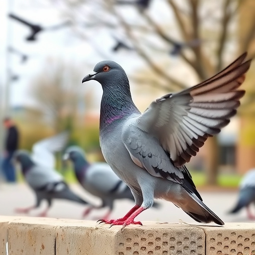 Pigeon blocked by feeder guard
