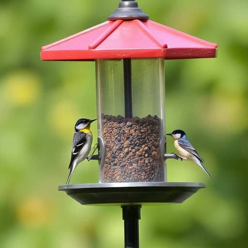 Raised bird tray with protective roof