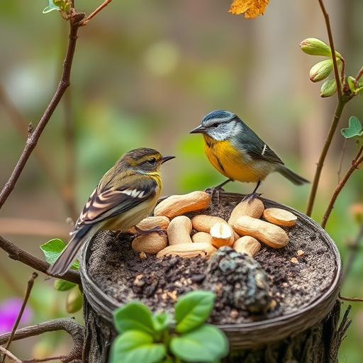 Refill scoop of peanuts for birds