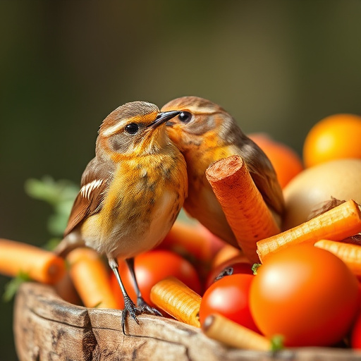 Robin eating mealworms from garden dish