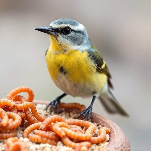 Robin enjoying insect-rich seed mix