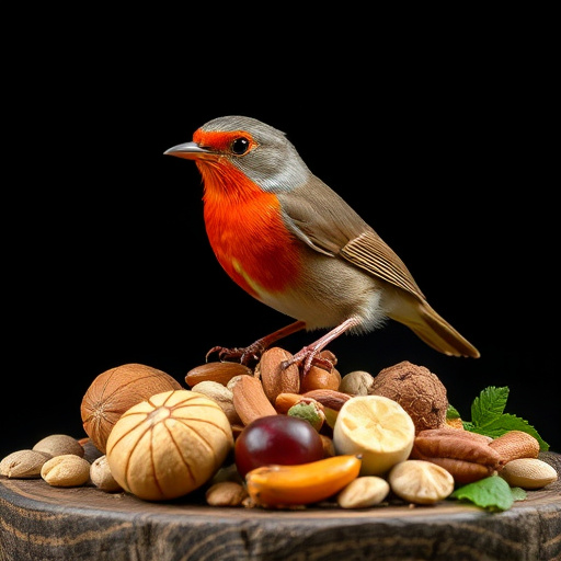 Robin enjoying insect-rich seed mix