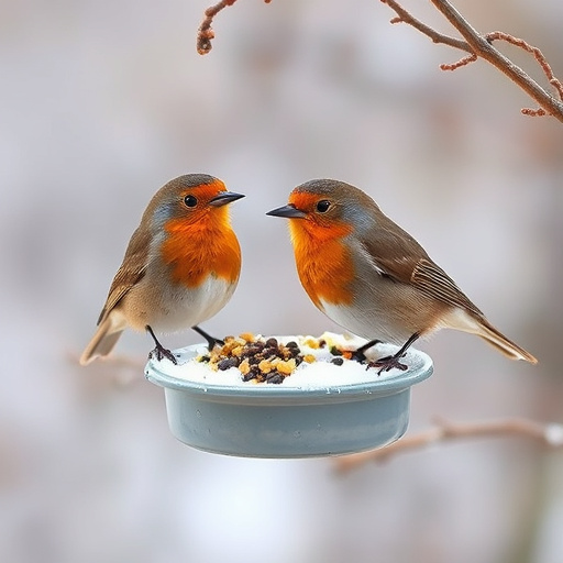 Robin enjoying insect-rich seed mix