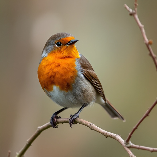 Robin feeding chick in spring nest