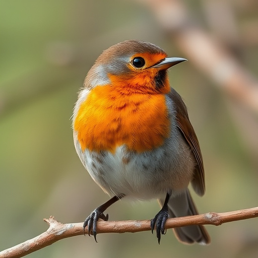 Robin feeding chick in spring nest