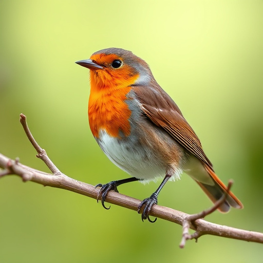 Robin feeding chick in spring nest