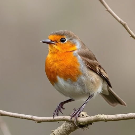 Robin feeding chick in spring nest