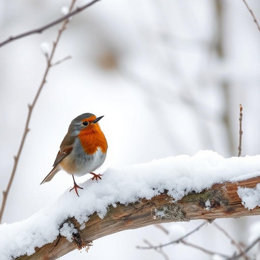 Robin feeding chick in spring nest