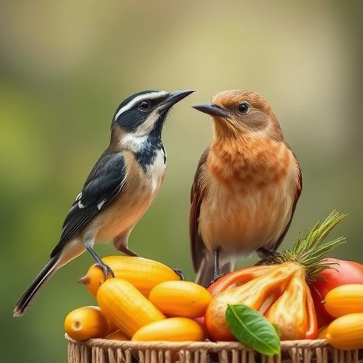 Robin feeding on mealworms in dish