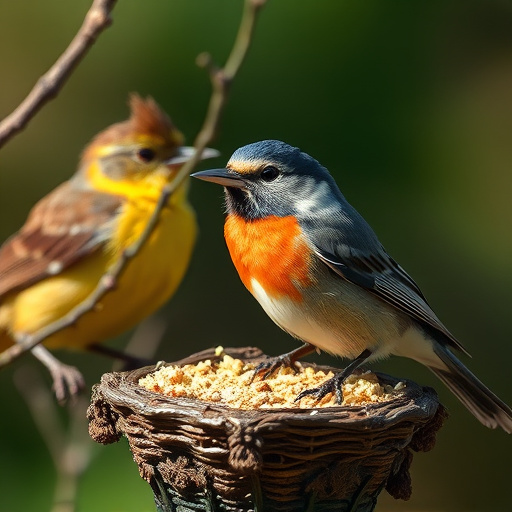 Robin feeding on sunflower hearts