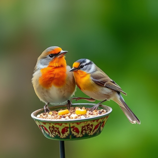 Robin feeding young with insects