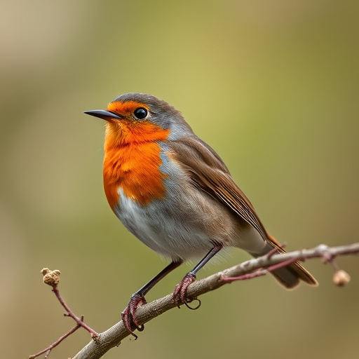 Robin near tray of suet pellets