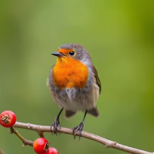 Robin pecking at suet pellets
