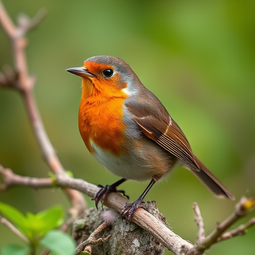 Robin pecking at suet pellets