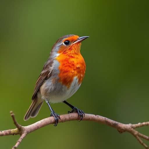 Robin pecking food from bird table