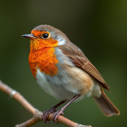 Robin pecking food from bird table