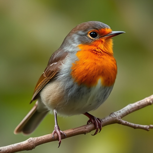 Robin pecking food from bird table