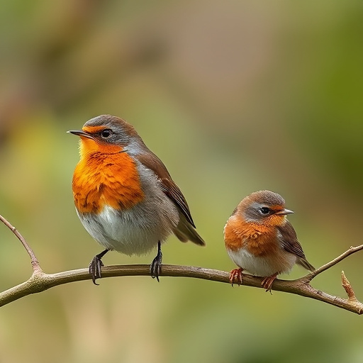 Robin pecking food from bird table