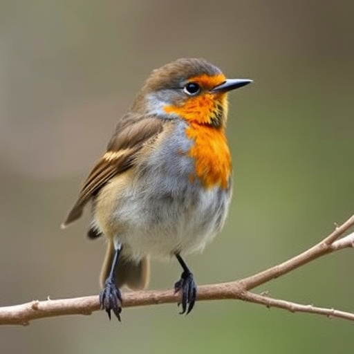 Robin pecking food from bird table