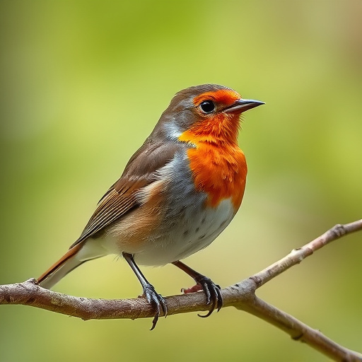 Robin resting near tree trunk