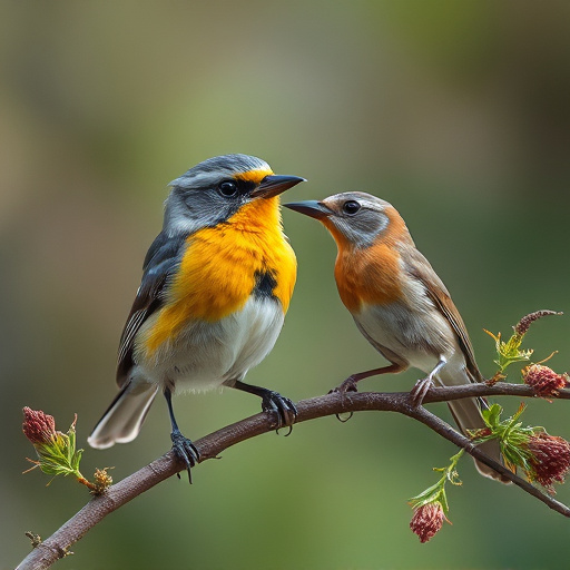 Robin with bright red breast perched