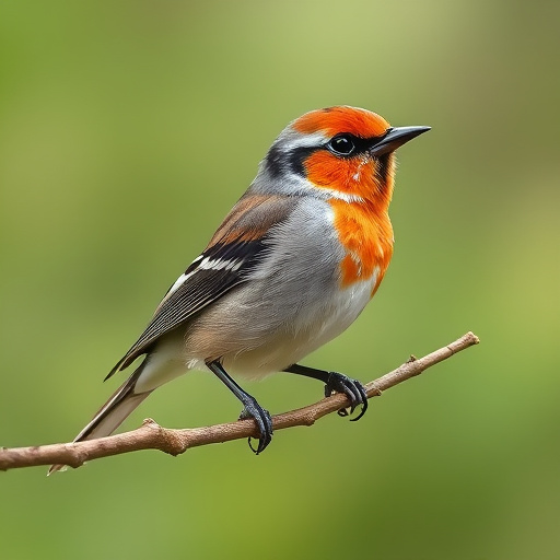 Robin with bright red breast perched