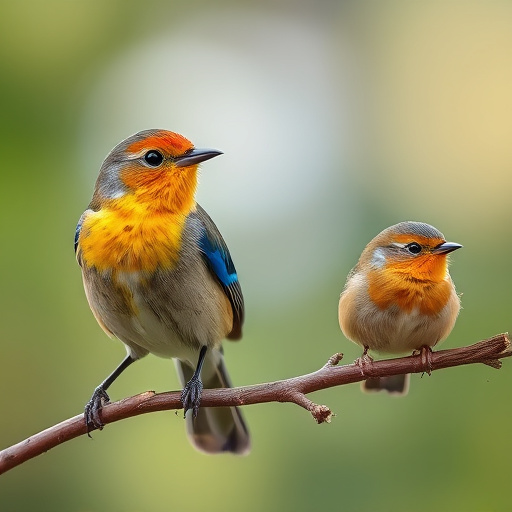 Robins eating mealworms from hand