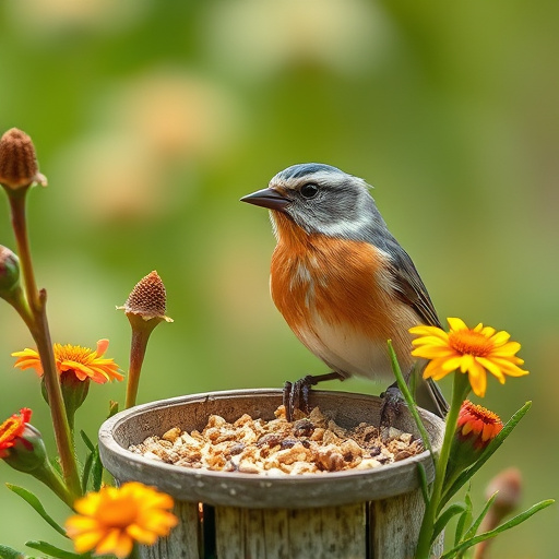 Robins eating mealworms from hand