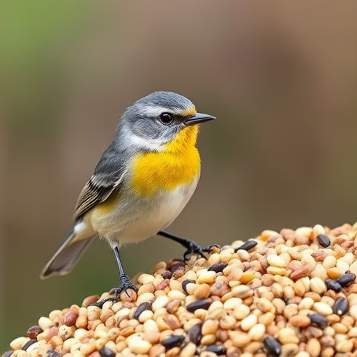 Robins feeding on chopped fruit pieces