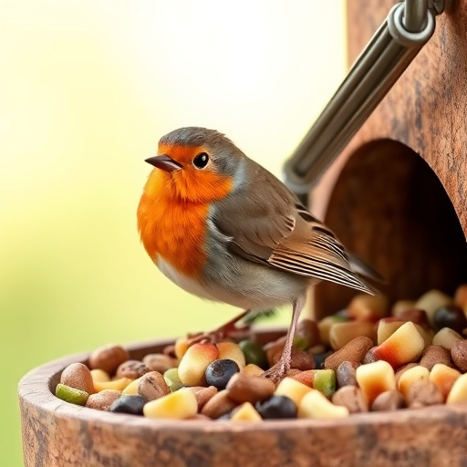 Robins feeding on high-energy seed mix