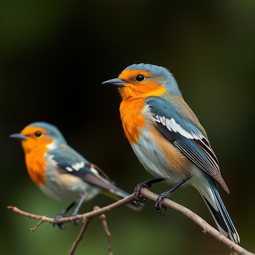Robins feeding on low garden tray