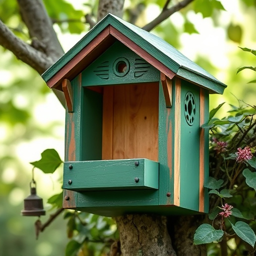 Rustic bird box with roof shingles