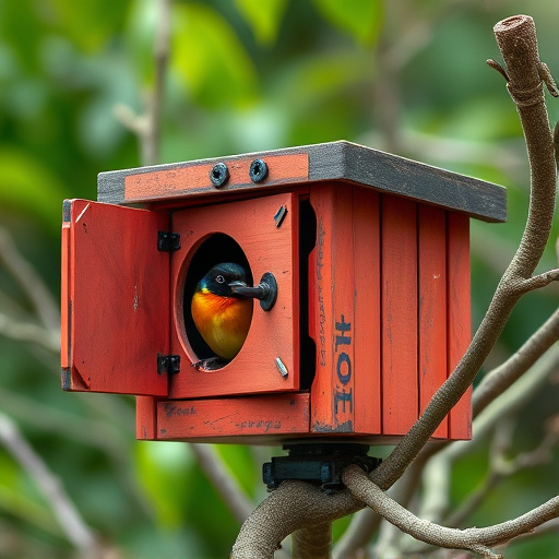Rustic bird box with roof shingles